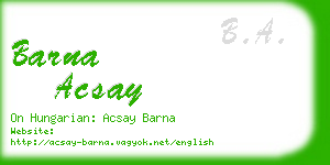 barna acsay business card